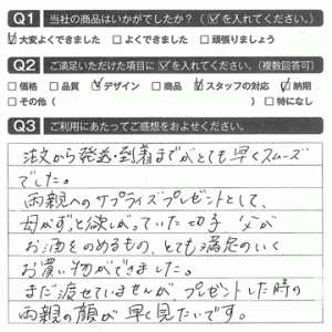 注文から発送・到着までがとてお早くスムーズでした