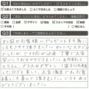 外国のお客様へプレゼントする為に注文しました