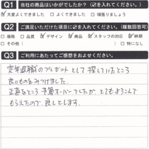 正直なところ、予算オーバーでしたが、とても喜んでもらえました！