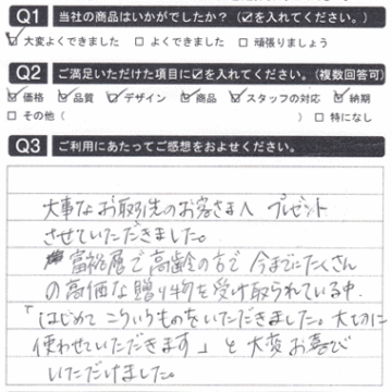 大事なお取引先のお客様へプレゼントさせていただきました！