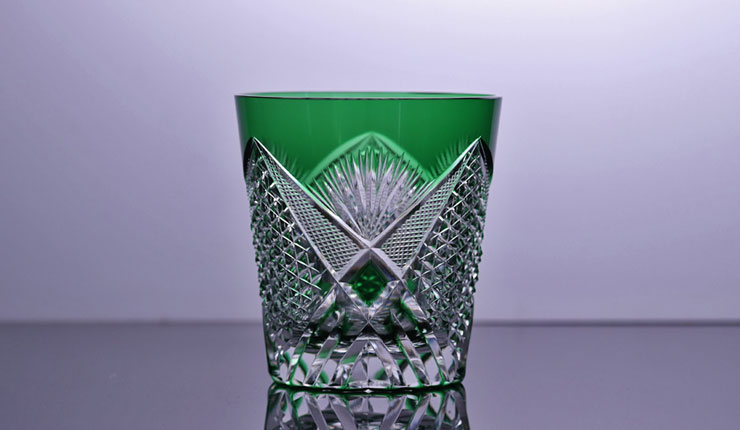 キリコのグラス？。 江戸切子 PR03ペア薄被せロックグラス・麻の葉に魚子2色セット